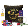 Personalised Mug & Cushion Combo for Husband with Roses & Chocolate