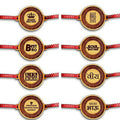 Engraved Wooden Rakhi for Brothers with Beautiful Quotes - Set of 8