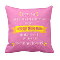 Personalised Cushion Cover for Sister - Beauty Brains Sister 24x24