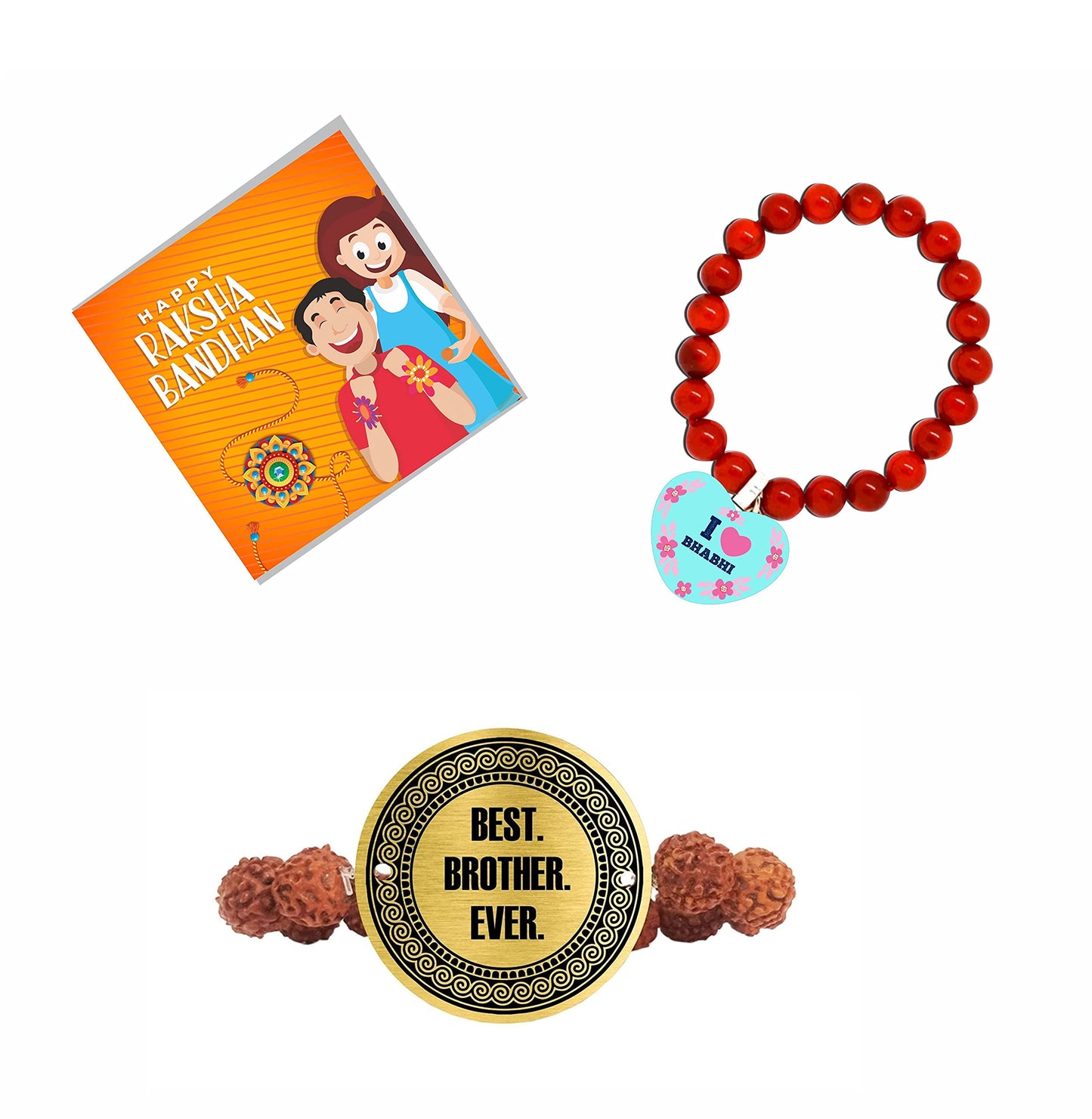 TheYayaCafe Printed Rakhi Set for Bhaiya Bhabhi Best Bro Ever I Love Bhabhi, 2 Rakhi Combo for Raksha Bandhan