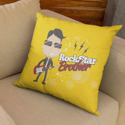 Rockstar Brother Cushion Cover 16x16 - Rakhi Birthday Gift