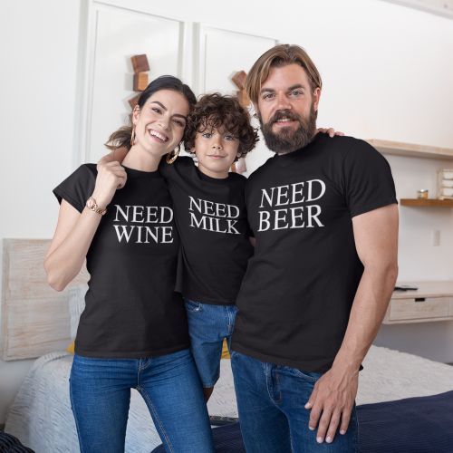 Need Beer Milk Wine Matching Family Tees