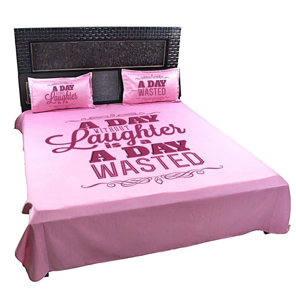 A-Day-Without-Laughter-Is-A-Day-Wasted-Quote-Bedsheet-Pink