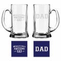 Awesome Dad Beer Mug, Engraved Set of 2