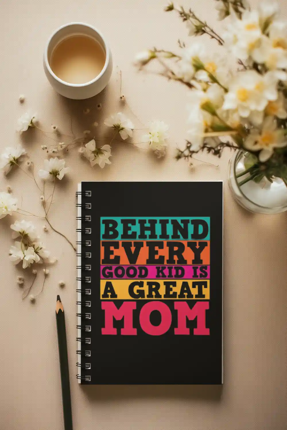 Behind Every Good Kid is a Great Mom Wire bound Notebook
