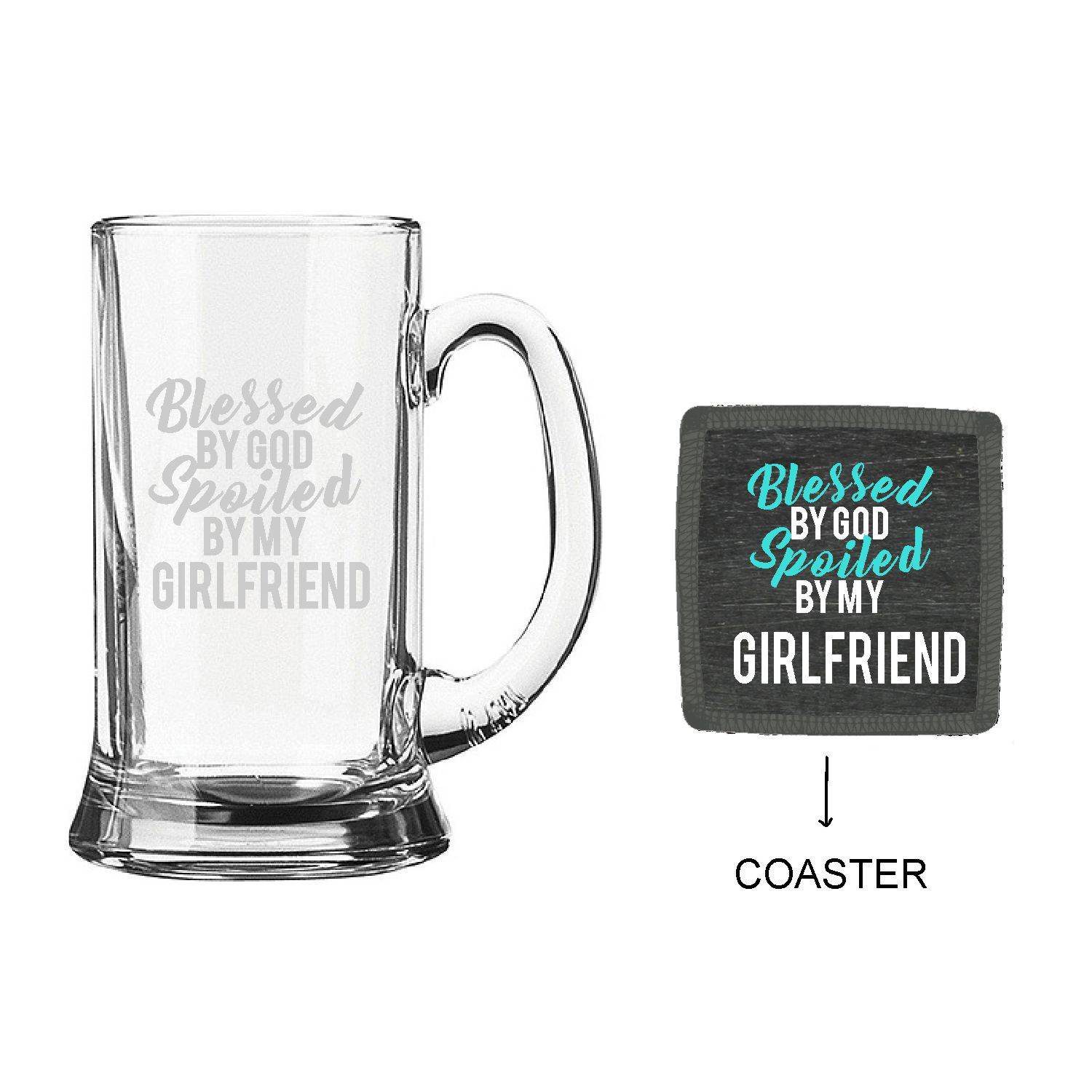 Blessed-By-God-Spoiled-By-My-Girlfriend-Beer-Mug-with-Coaster