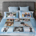 Personalised 8 Photo Collage Double Bedsheet with Pillow Covers