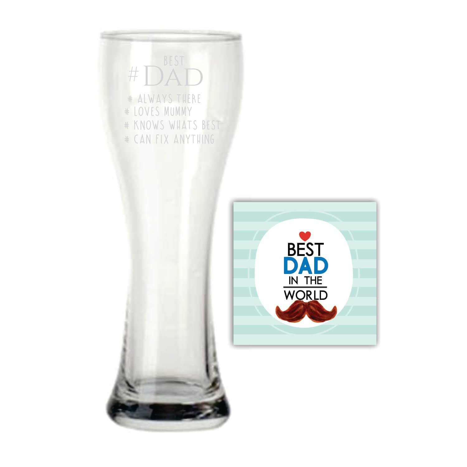 Bowtie Best Dad Beer Pilsner Glass