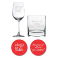 Personalised 25th Anniversary Whiskey and Wine Glass Set of 2