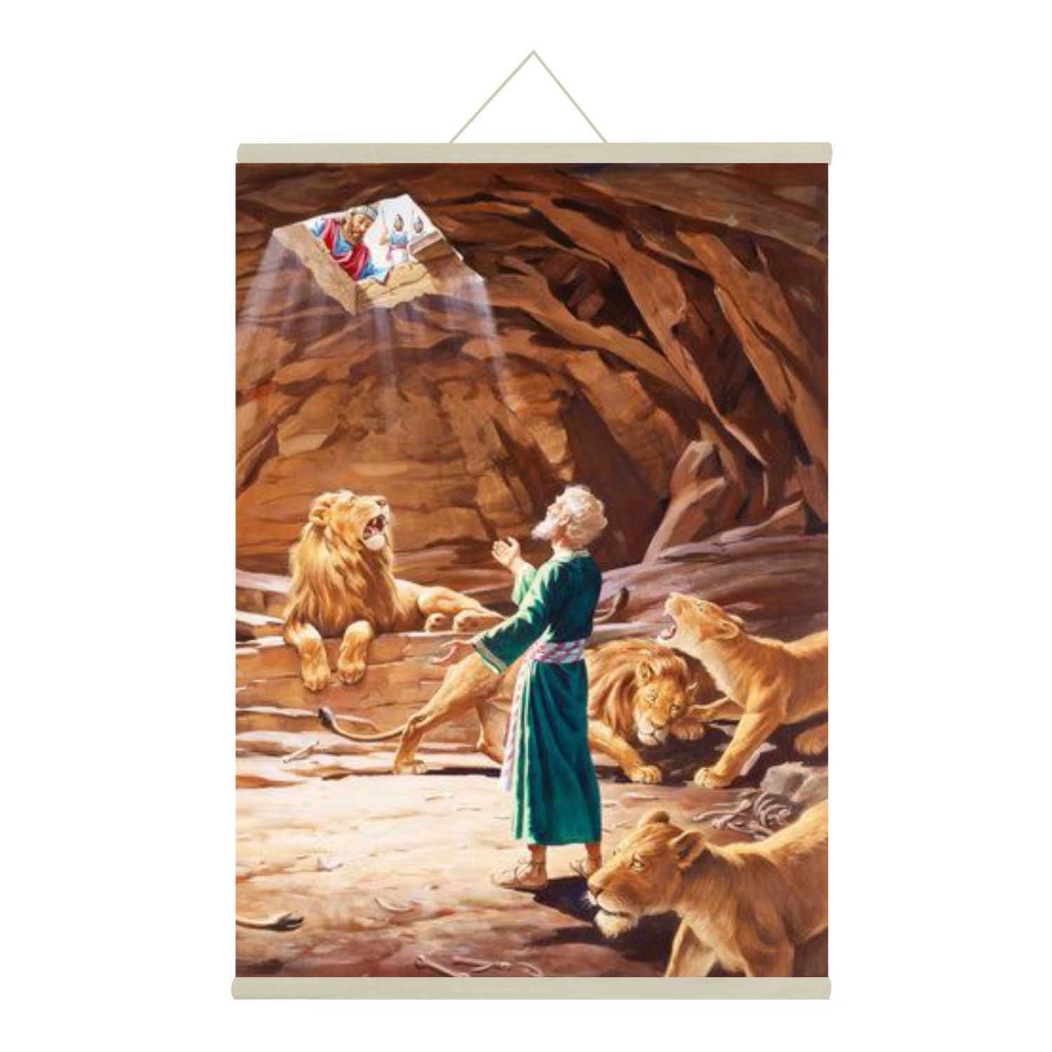 Daniel In The Lion'S Den Bible Lord Jesus Canvas Scroll