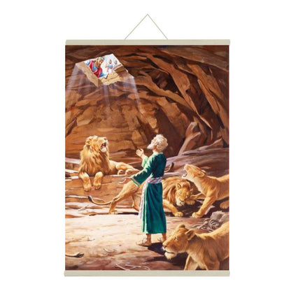 Daniel In The Lion'S Den Bible Lord Jesus Canvas Scroll