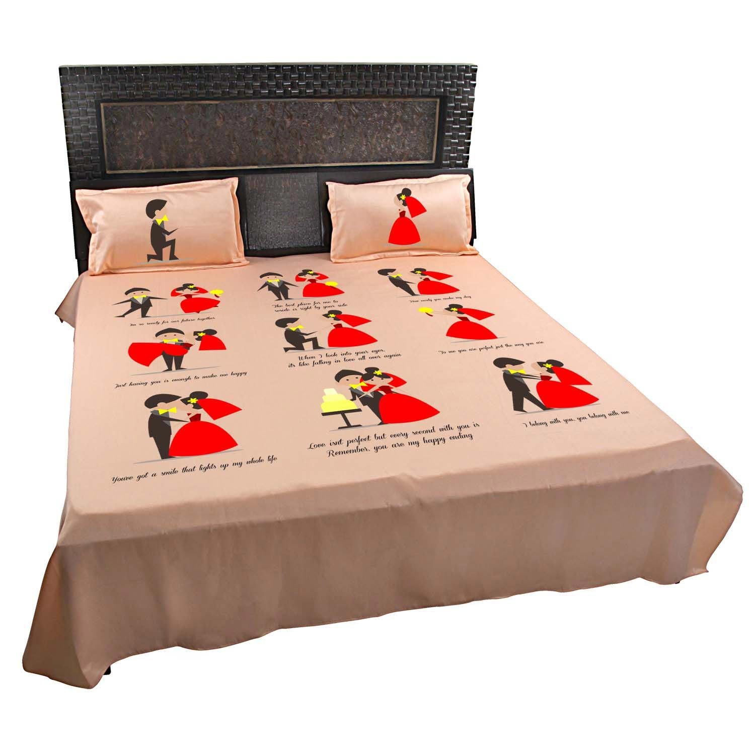 Cute-Doodle-Bedsheet-for-the-Couple-Peach