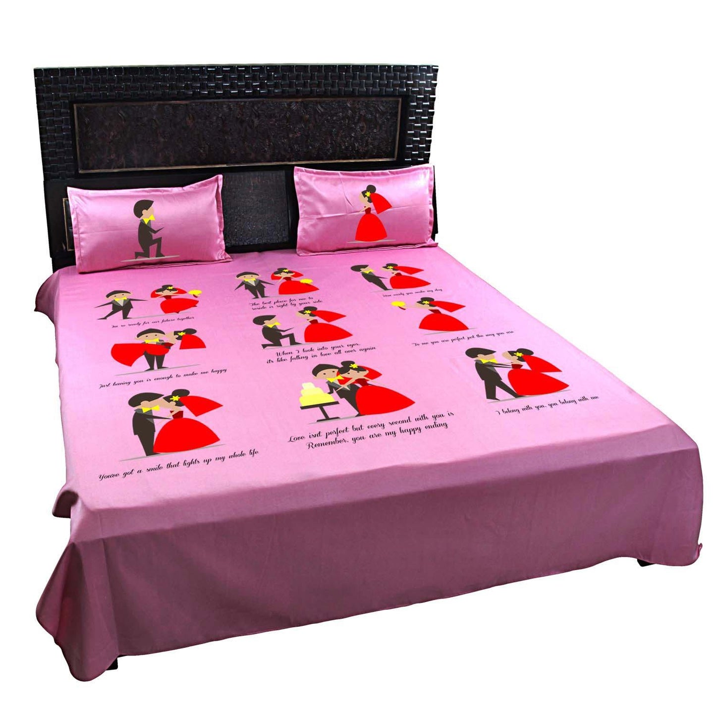Cute-Doodle-Bedsheet-for-the-Couple-Pink