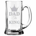Dad The King Beer Mug, Engraved Personalised Gift