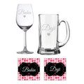 Marathi Didi Jiju Beer Mug and Wine Glass Couple Gift Set