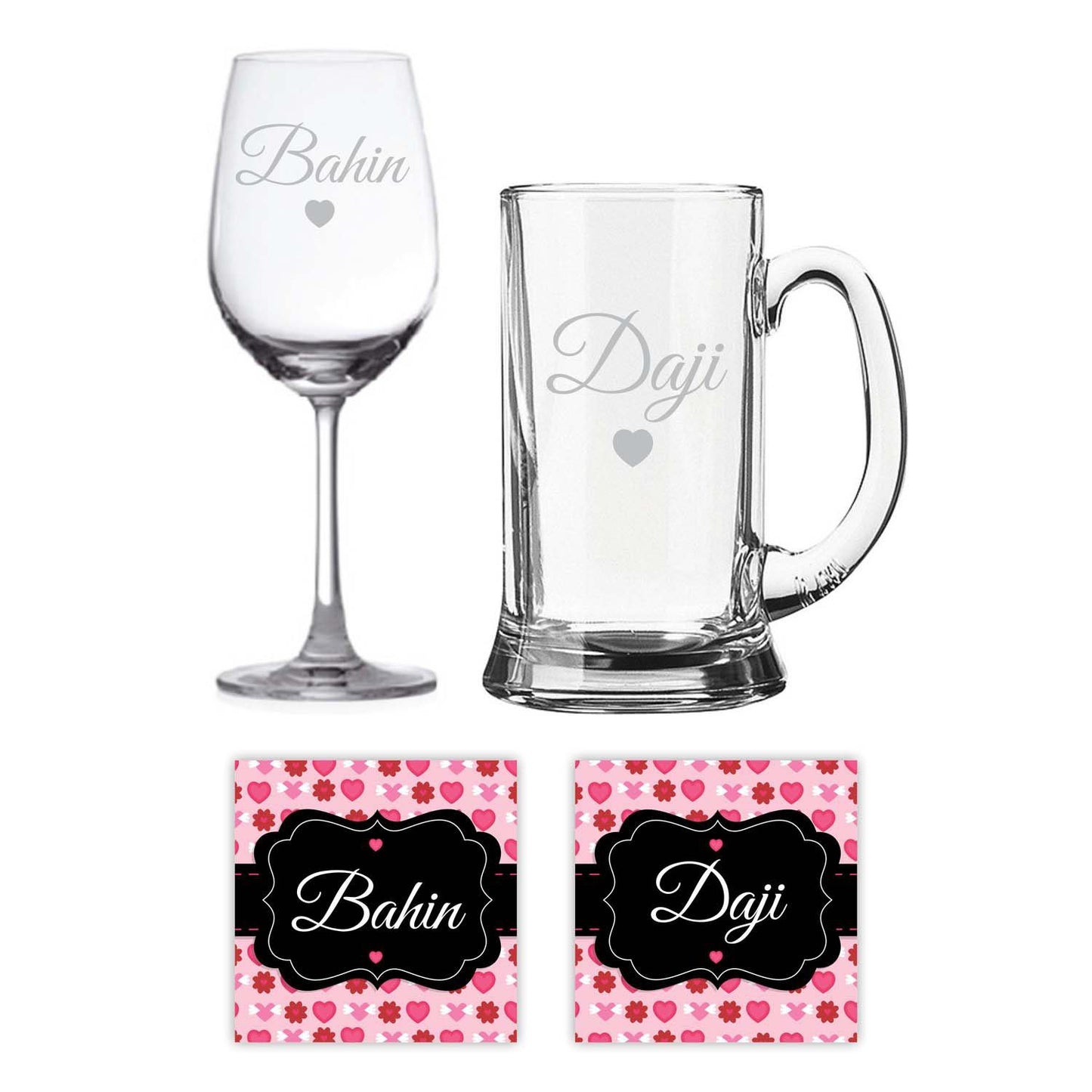 Engraved Marathi Didi Jiju Bahin Daji Beer Mug And Wine Glass