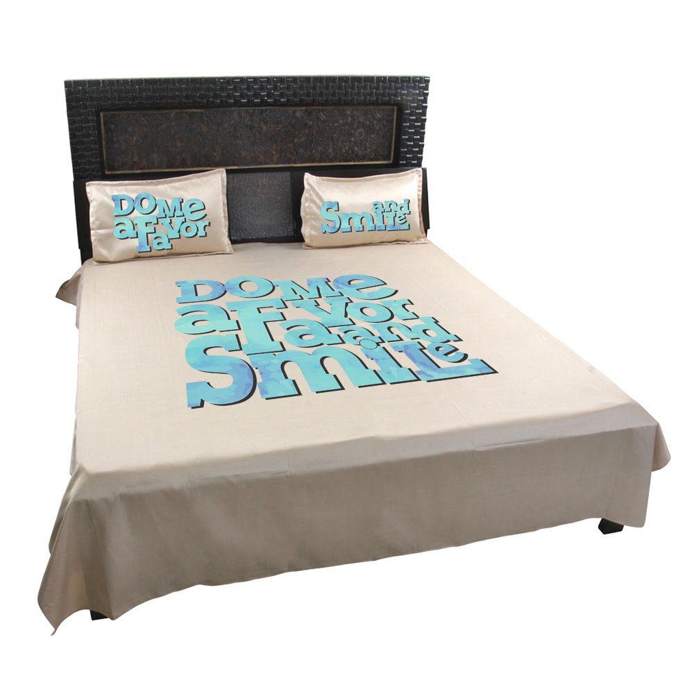 Do-Me-A-Favor-And-Smile-Quote-Bedsheet-Beige