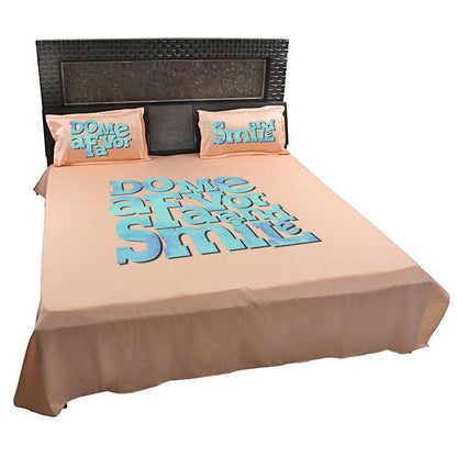 Do-Me-A-Favor-And-Smile-Quote-Bedsheet-Peach