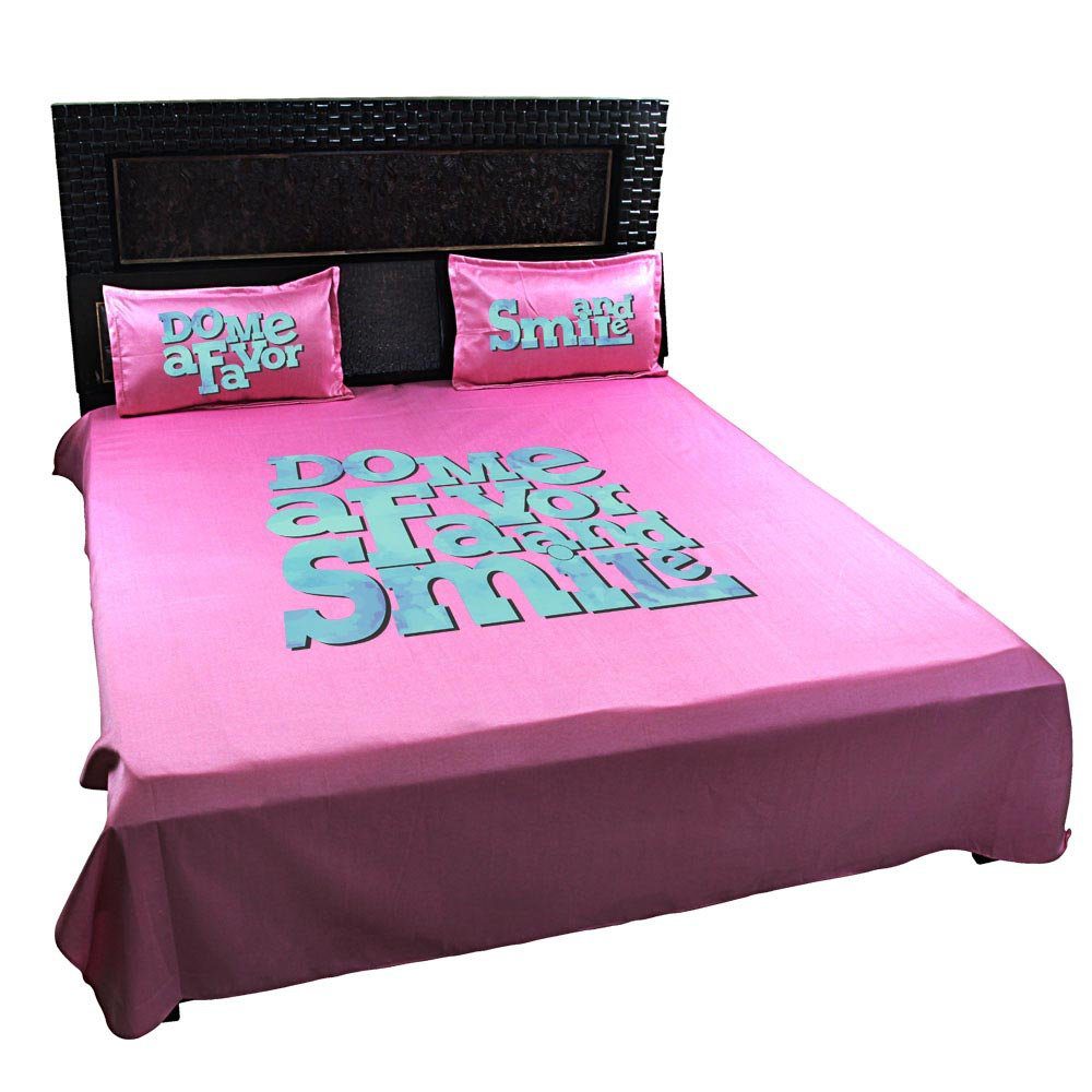 Do-Me-A-Favor-And-Smile-Quote-Bedsheet-Pink