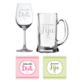 Awesome Jiju Adorable Didi Beer Mug and Wine Glass Set