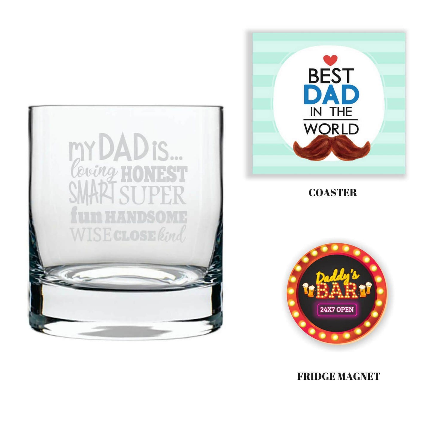 Handsome Cool Dad Engraved Whiskey Glass
