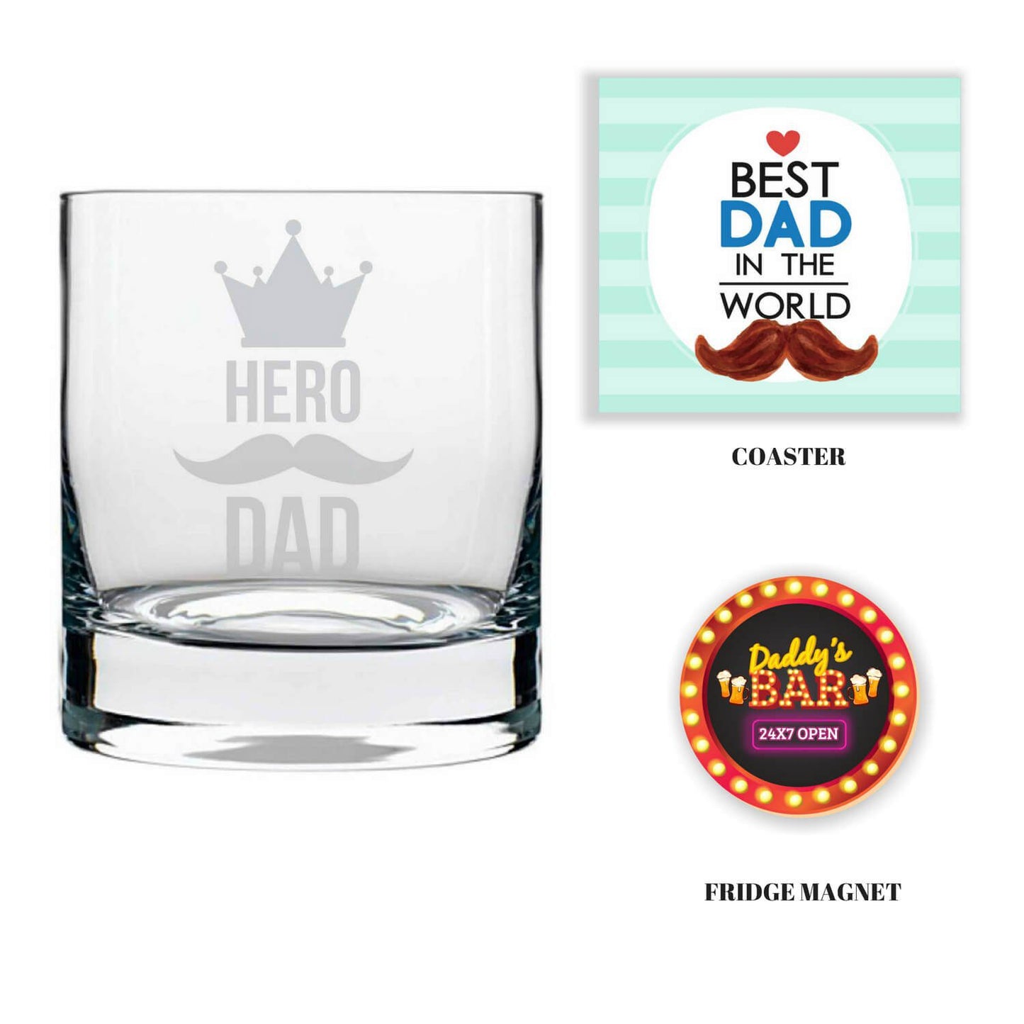 Hero Dad Engraved Whiskey Glass