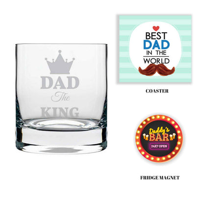 King Dad Engraved Whiskey Glass