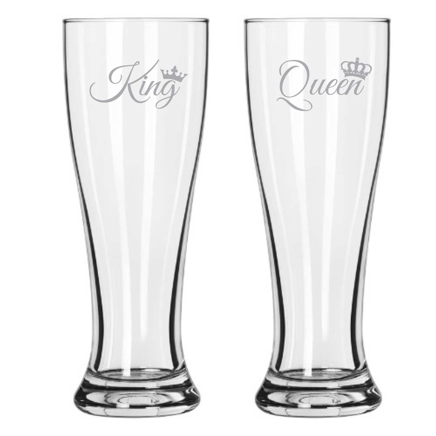 Engraved-King-Queen-Pilsner-Beer-Glass