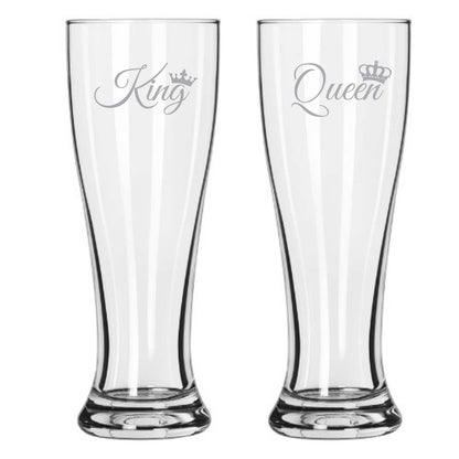 Engraved-King-Queen-Pilsner-Beer-Glass
