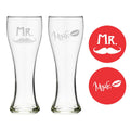 Mr & Mrs Personalised Engraved Beer Pilsners Set of 2
