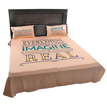 Everything-You-Can-Imagine-Is-Real-Quote-Bedsheet-Peach