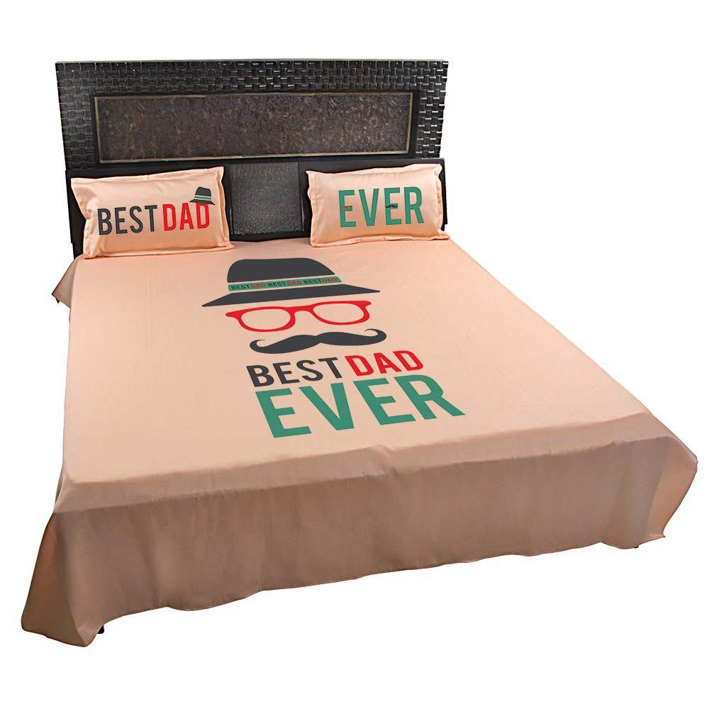 Funky-Best-Dad-Ever-Bed-sheet-With-Pillow-Covers-Peach