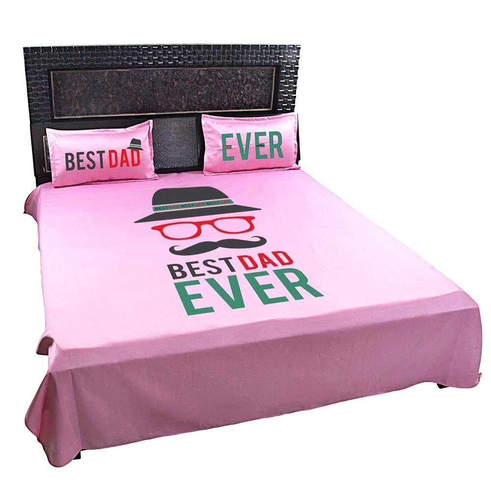 Funky-Best-Dad-Ever-Bed-sheet-With-Pillow-Covers-Pink