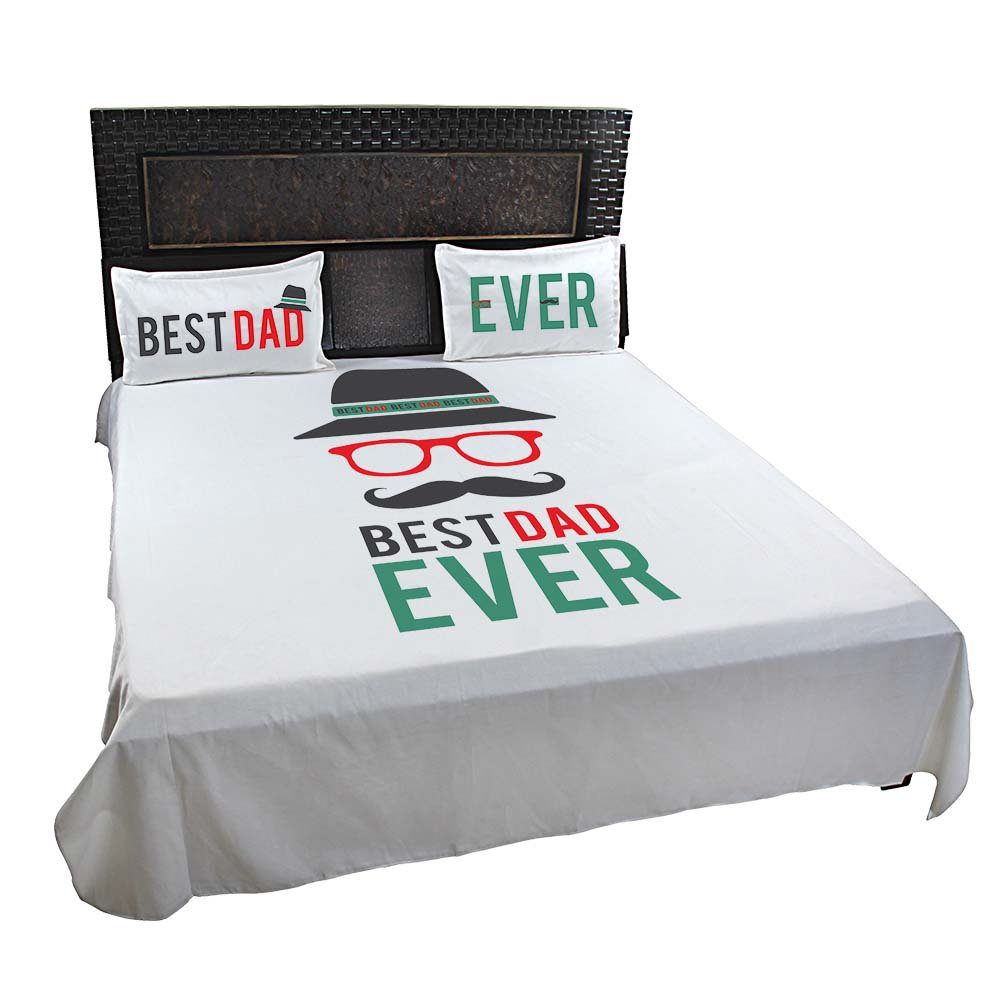 Funky-Best-Dad-Ever-Bed-sheet-With-Pillow-Covers-White