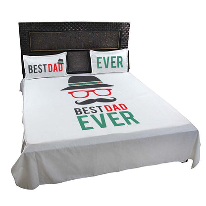 Funky-Best-Dad-Ever-Bed-sheet-With-Pillow-Covers-White