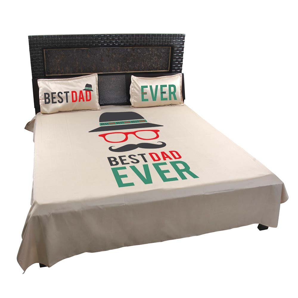 Funky-Best-Dad-Ever-Bed-sheet-With-Pillow-CoversBeige