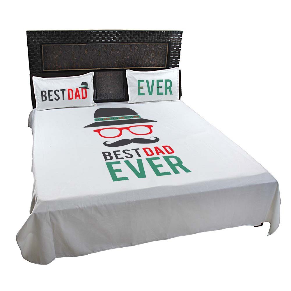 Funky-Best-Dad-Ever-Bed-sheet-With-Pillow-CoversOff-White