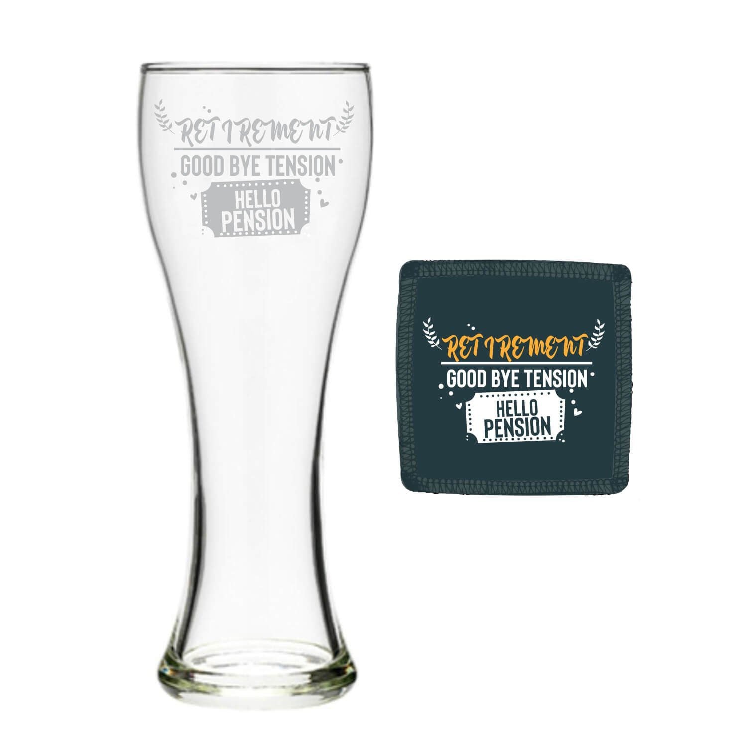 Good Bye Tension Hello Pension Retirement Beer Pilsner Glass
