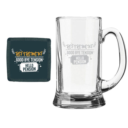 Good Bye Tension Hello Pension Retirement Beer Mug