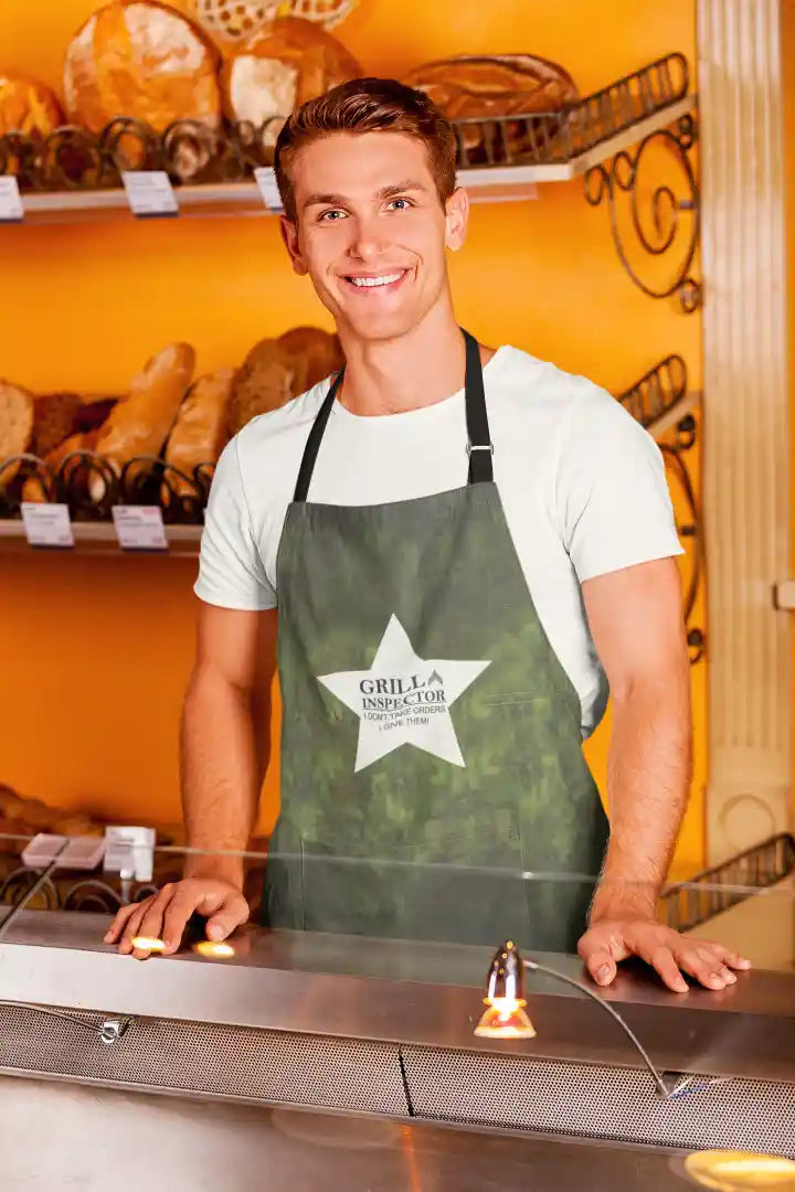 Grill Inspector Husband Apron with Chef Hat