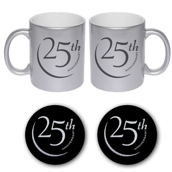 25th Happy Silver Anniversary Couple Coffee Mugs