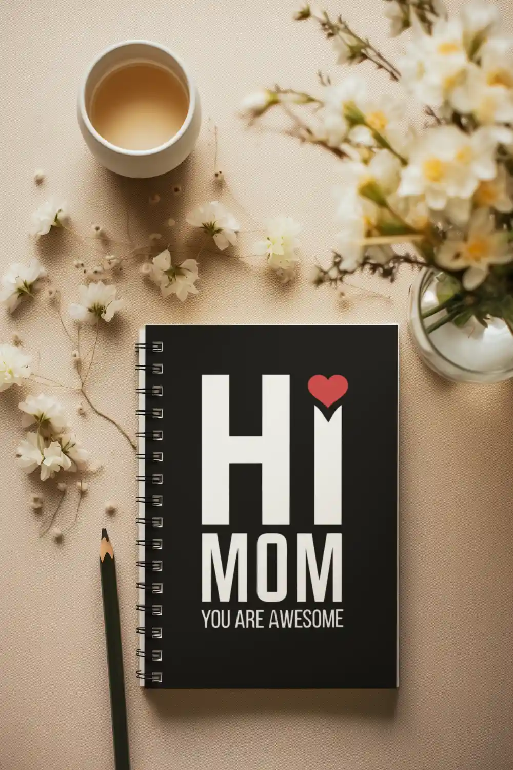 Hi Mom You are Awesome Wirebound Notebook