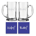 Engraved Hubby Wifey Beer Mug Set of 2