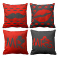 Couple Cushion Cover Set of 2 - Moustache and Kiss Print