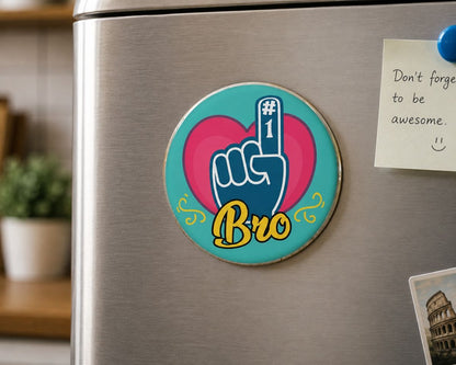 No 1 Bro fridge magnet on refrigerator