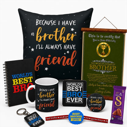Because I Have A Brother rakhi gift hamper set of 9 with chocolate