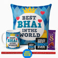 Best Bhai In The World Rakhi Gift Hamper with Chocolate - Set of 6