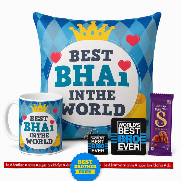 Best Bhai In The World rakhi gift hamper set of 6 with chocolate