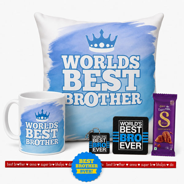 Worlds Best Brother rakhi gift hamper set of 6 with chocolate