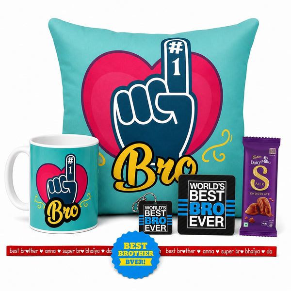 No 1 Bro rakhi gift hamper set of 6 with chocolate